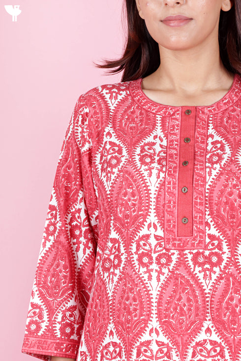 Bizzy Lizzy Kurta Pant Set With Kota Dupatta In Block Print